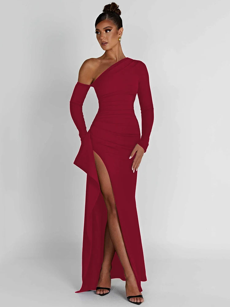 Long sleeve maxi dress with split best sale